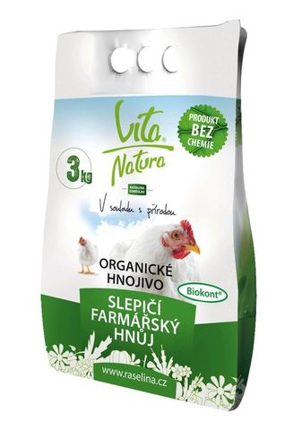 VITA NATURA - Organické hnojivo slepačí farmársky hnoj peletovaný 3 kg